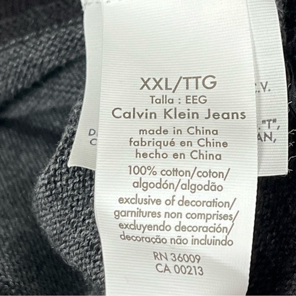NWT Calvin Klein Jeans Men’s Gray Striped 100% Cotton Crewneck Sweater Size XXL - Picture 9 of 12